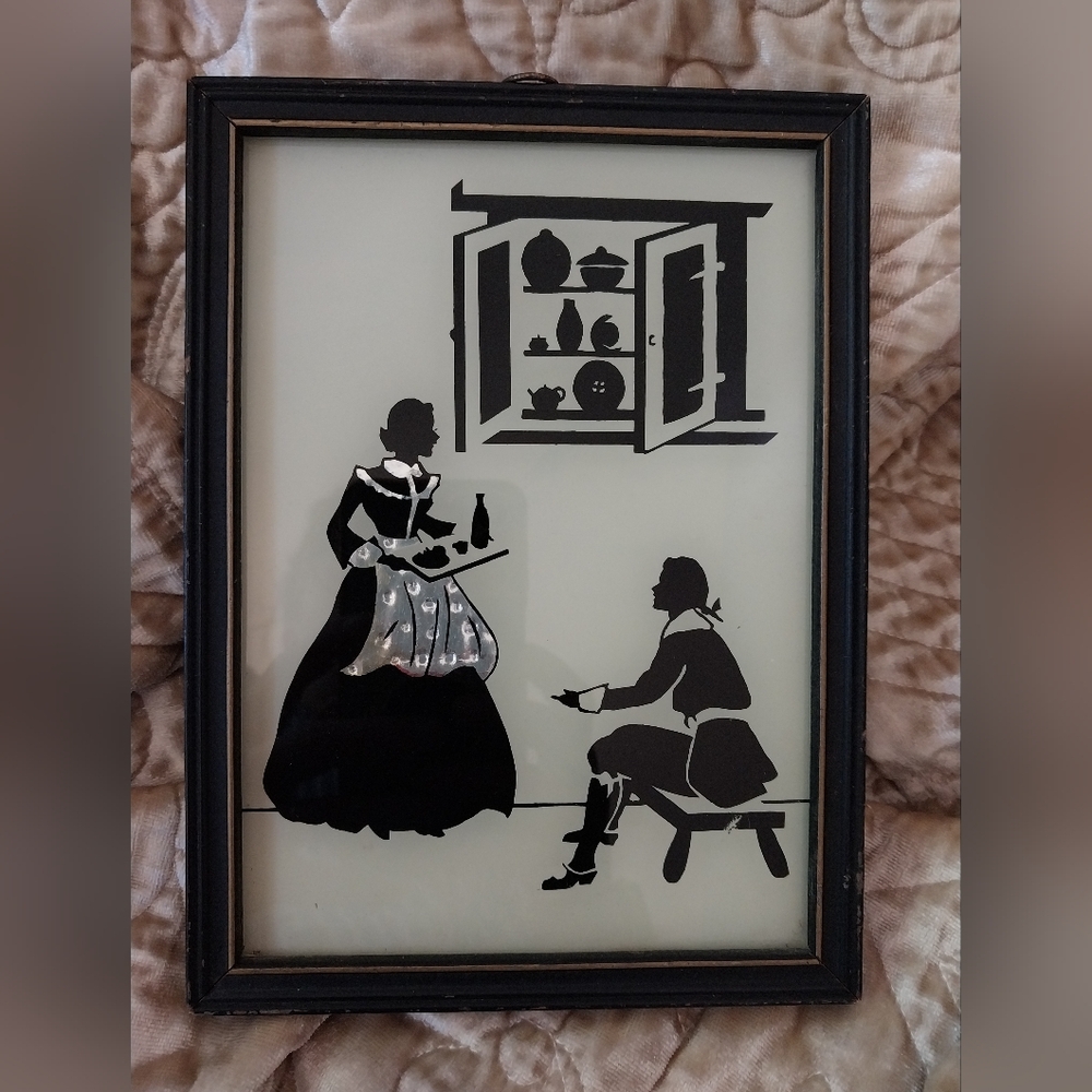 Contemporary Black and Silver Framed Victorian Vintage Scene